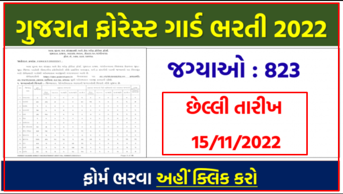 Gujarat Forest Department Recruitment 2022 For 823 Forest Guard  (Van Rakshak) Posts @ www.forests.gujarat.gov.in
