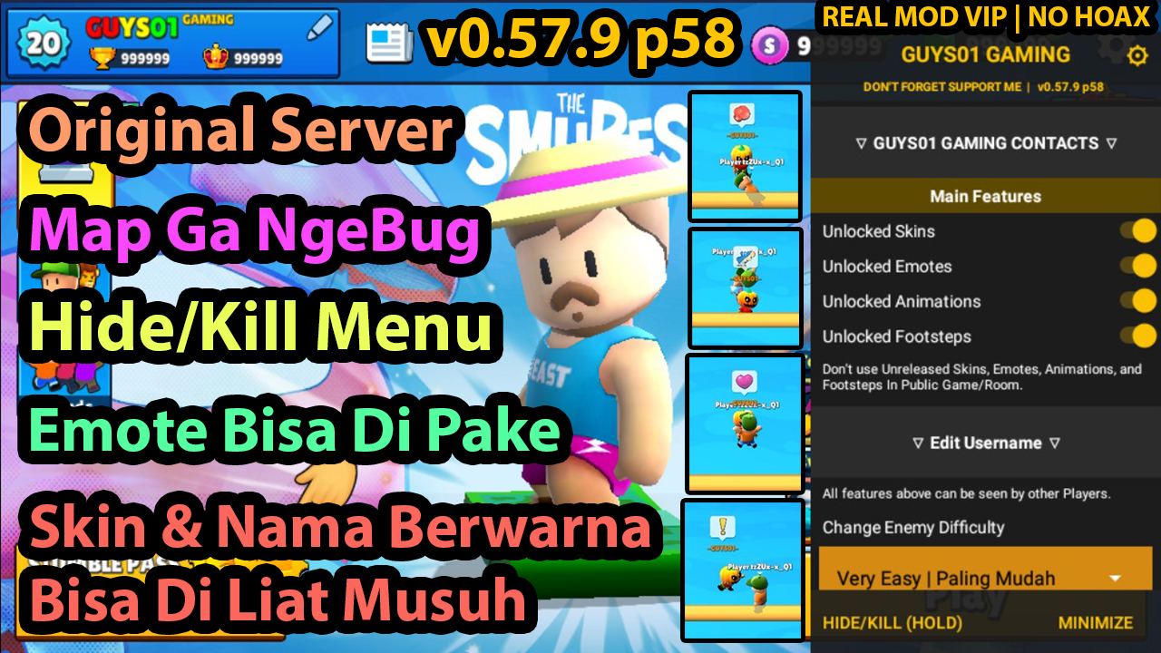 Stumble Guys Mod Menu 0.57.9 - Emote Skins Level - Stumble Guys 0.57.9 Mod  Apk Gameplay 