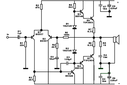  Skema  Power  Amplifier OCL  TIP2955 TIP3055 Untuk Power  