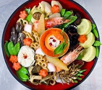 Osechi ryori, a bowl of vegetables, traditional Japanese New Year food