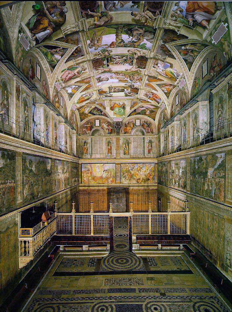 Interior de la Capilla Sixtina, Vaticano, Roma. foto: Snowdog, 2005. Fuente: it.wikipedia. Lic. CC BY-SA 3.0