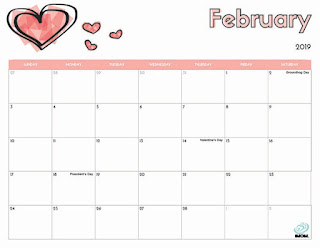 Free Printable Calendar February 2019