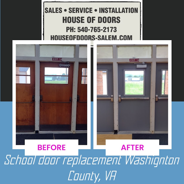 Before and after exterior school door replacment