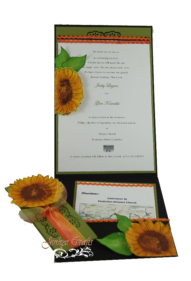 Pocket Fold Wedding Invitation Open