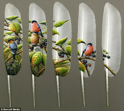 Native American Celebrity on Painted Onto Elegant Swan Quills  These Beautiful Examples Of Feather