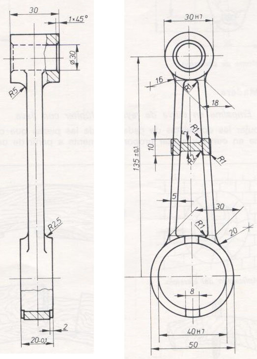 Biela en solidworks