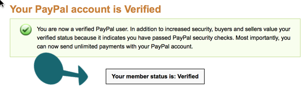 Your PayPal account is verified.