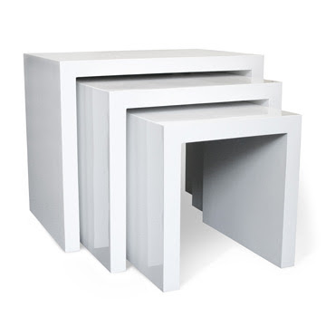 Jonathan Adler White Lacquered End Nesting Tables