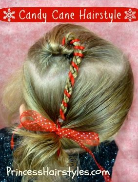 Christmas Hairstyles, Candy Cane Side Ponytail 