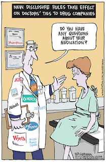 image: cartoon by Dan Wasserman about new medical disclosure rules