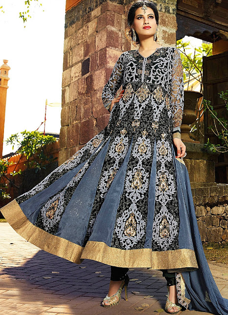 New Designer Floor Length Neck Embroidered Wedding Anarkali Suit