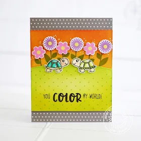 Sunny Studio Stamps: Turtley Awesome You Color My World Card by Lexa Levana (using Friends & Family & Color Me Happy)