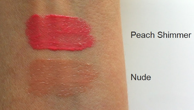Swatches of 2 plumping lip gloss shades