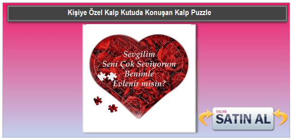 Kişiye Özel Kalp Kutuda Konuşan Kalp Puzzle