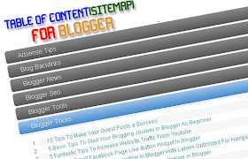 Cara Pasang Table Of Content / Sitemap Untuk Blogger