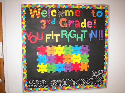 those teachers out there! This is the bulletin board outside of my room: