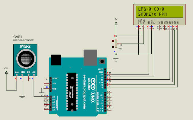 schematic of MQ2 Arduino LCD