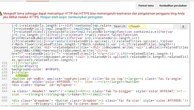 tekan ctrl+f untuk membuka kotak pencarian diatas kanan editor HTML