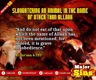 MAJOR SIN. 58. SLAUGHTERING AN ANIMAL IN THE NAME OF OTHER THAN ALLAAH