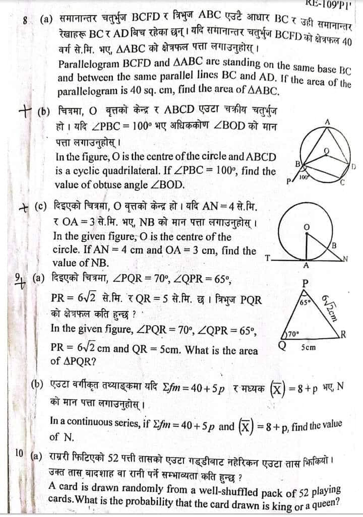 SEE Math Board Exam Question Paper Set | Province 1 Koshi