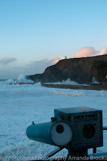 Safely watching the storm Imogen on the coast in Cornwall 