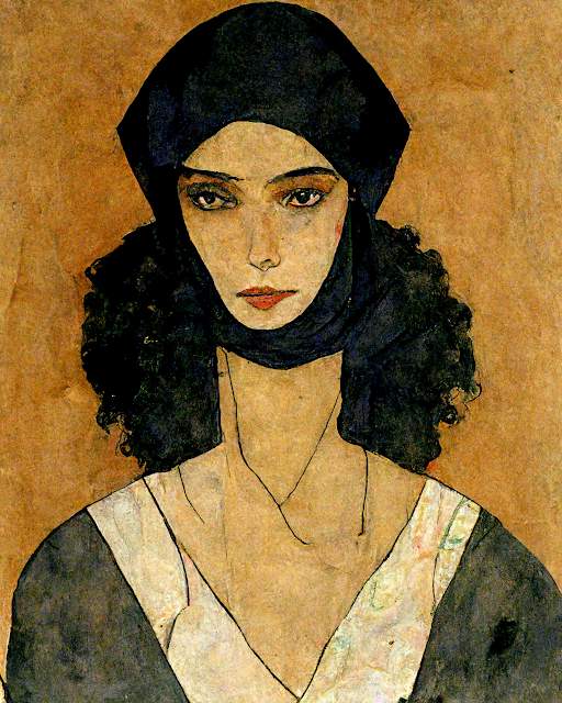 Portrait of Women, in the style of Egon Schiele