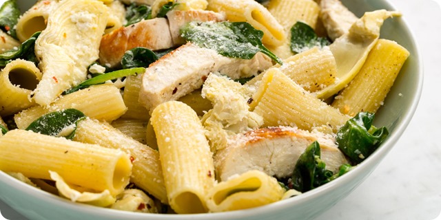 rigatoni con carciofi e olive nere