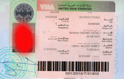 contoh visa sudah stemp di kedutaan uae