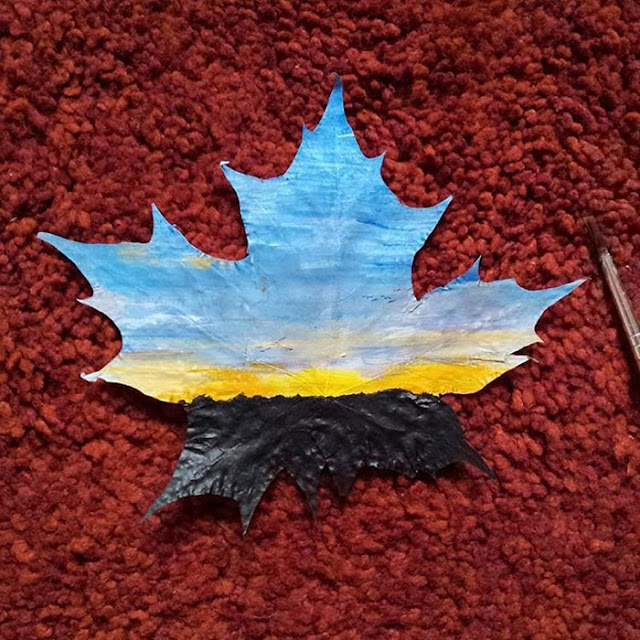 painting on maple leaves