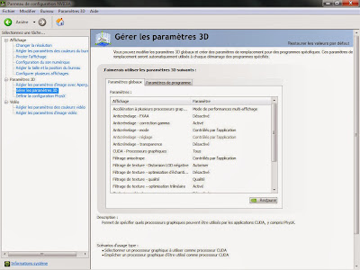  Panneau de configuration nVidia