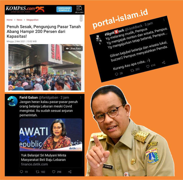 Jakarta Pusat ramai pengunjung yang berbelanja keperluan lebaran Yang Larang Mudik Jokowi, Yang Suruh Belanja Lebaran Sri Mulyani, Yang Disalahkan Tetep Anies