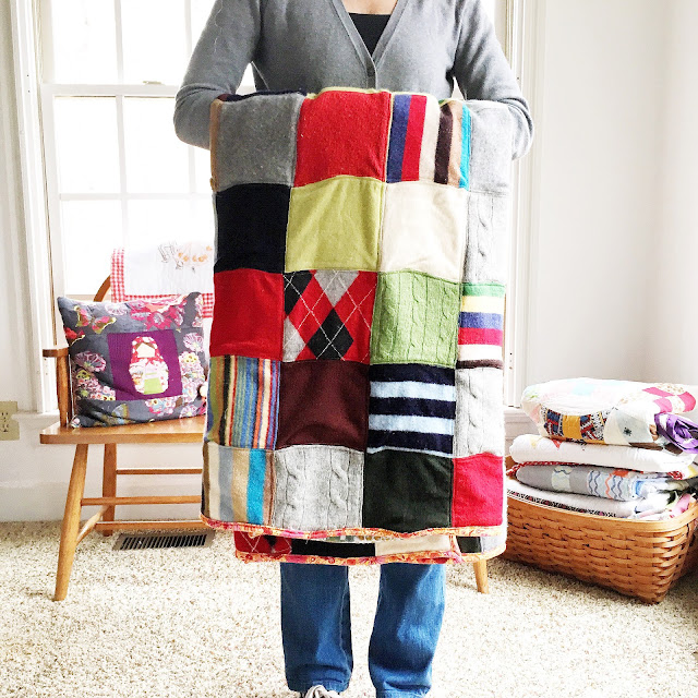 Monday Motivation { upcycled sweater quilt}