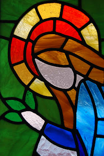 Angel stained glass window by Marion Grisa