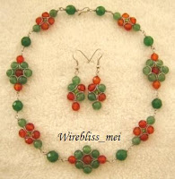 Wire Wrapped Flower Necklace and Earring Set