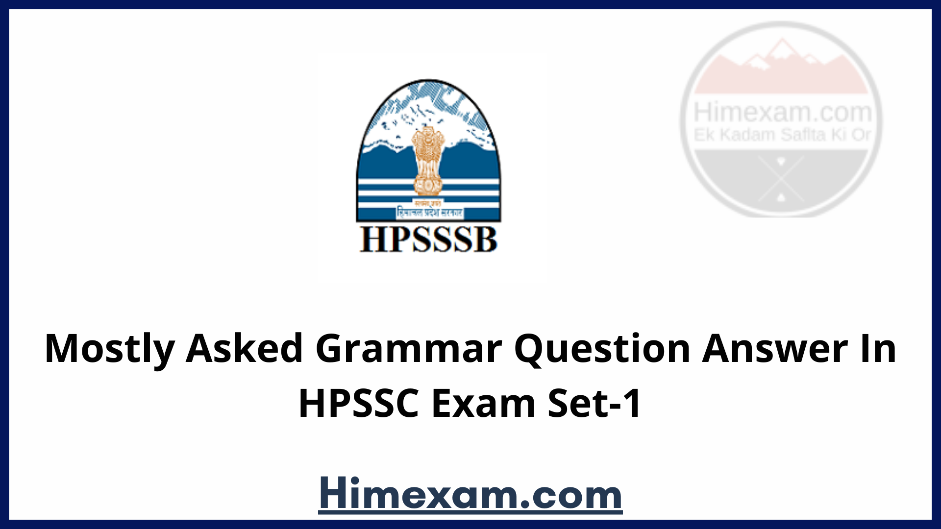 Mostly Asked Grammar Question Answer In HPSSC Exam Set-1