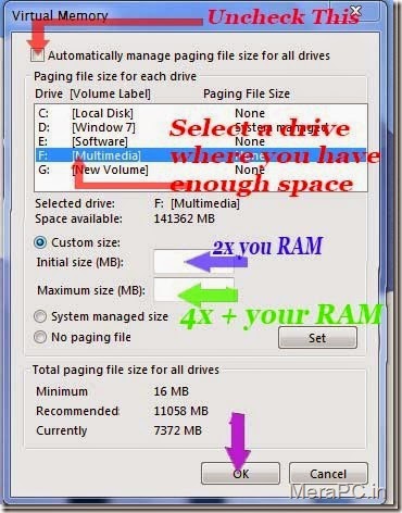 Changing the size of Virtual memory
