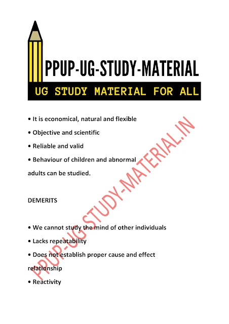 Observation - Merits And Demerits | ppup part 1 psychology subsidiary ug study material download pdf