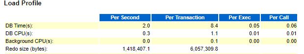 First few lines of Load Profile