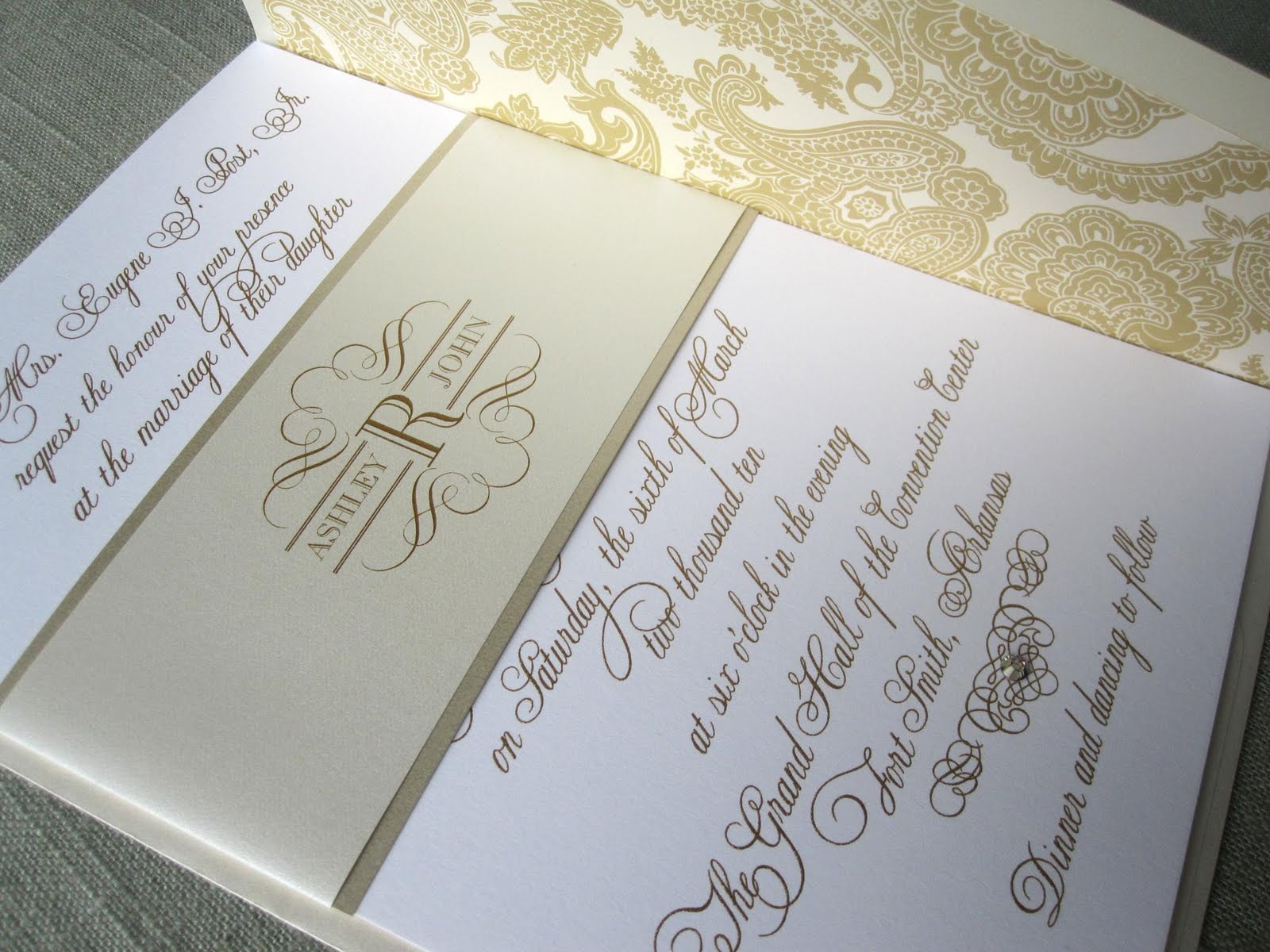 gold wedding invitations