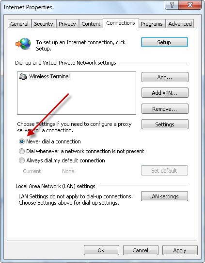 Mematikan auto dial-up pada saat start up Windows 7