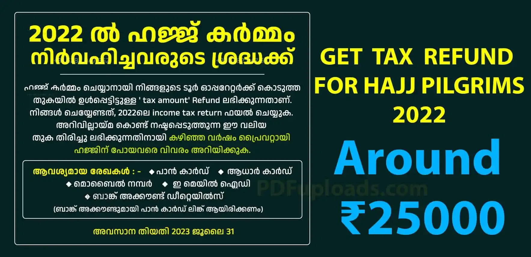 Tax Refund for Hajj Pilgrims 2022 - Around Rs.25000