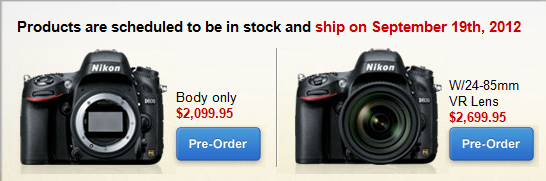 D600 available for pre-order
