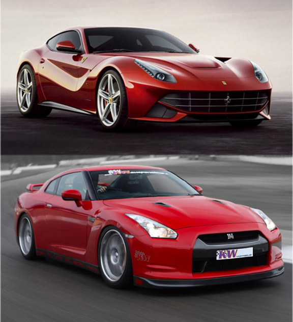 Ferrari F12 Nissan GTR For me the F12 reveals a generally pleasing form 