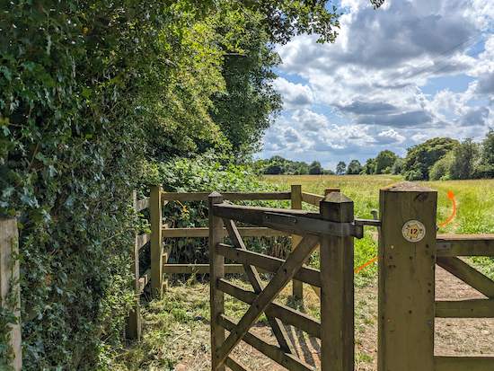 Take the right fork after the gate then head SW on Tewin footpath 12