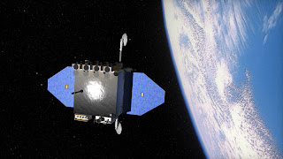 Artist's concept image of the SDO satellite orbiting the Sun.