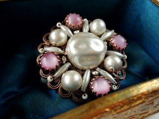 custom made pearl brooch with pink