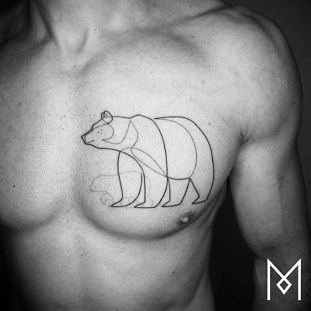 Geniales tatuajes creados usando una linea continua Mo Ganji