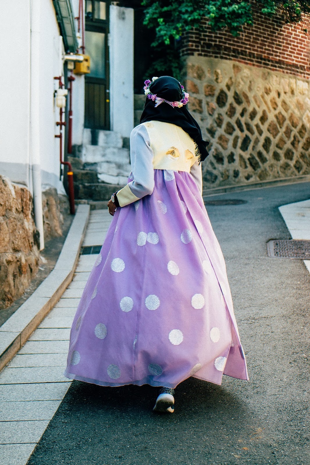 Wearing the Traditional Korean Hanbok  at Bukchon Hanok 