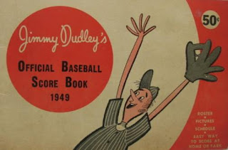 Baseball, score book, score card, cleveland indians, Jimmy Dudley