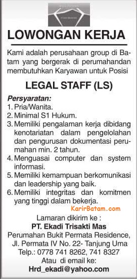 Lowongan Kerja PT. Ekadi Trisakti Mas